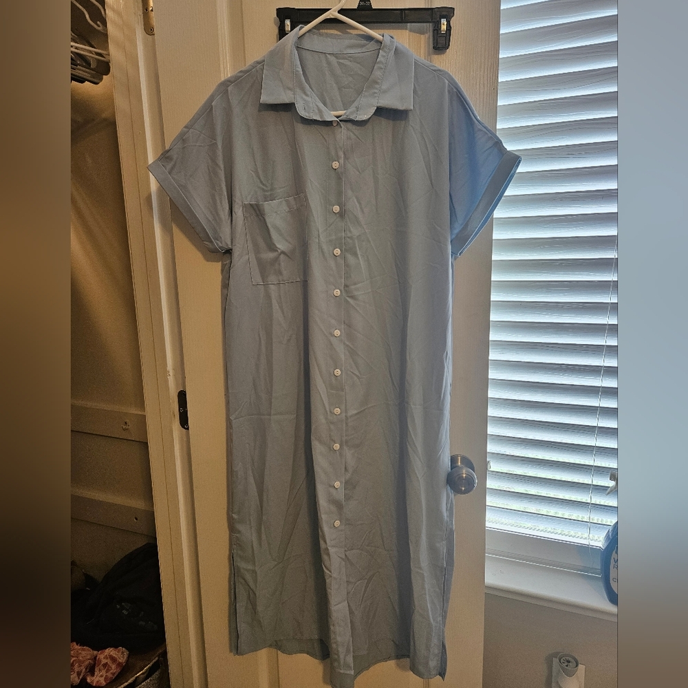 Shein Button Down Shirt Midi Dress